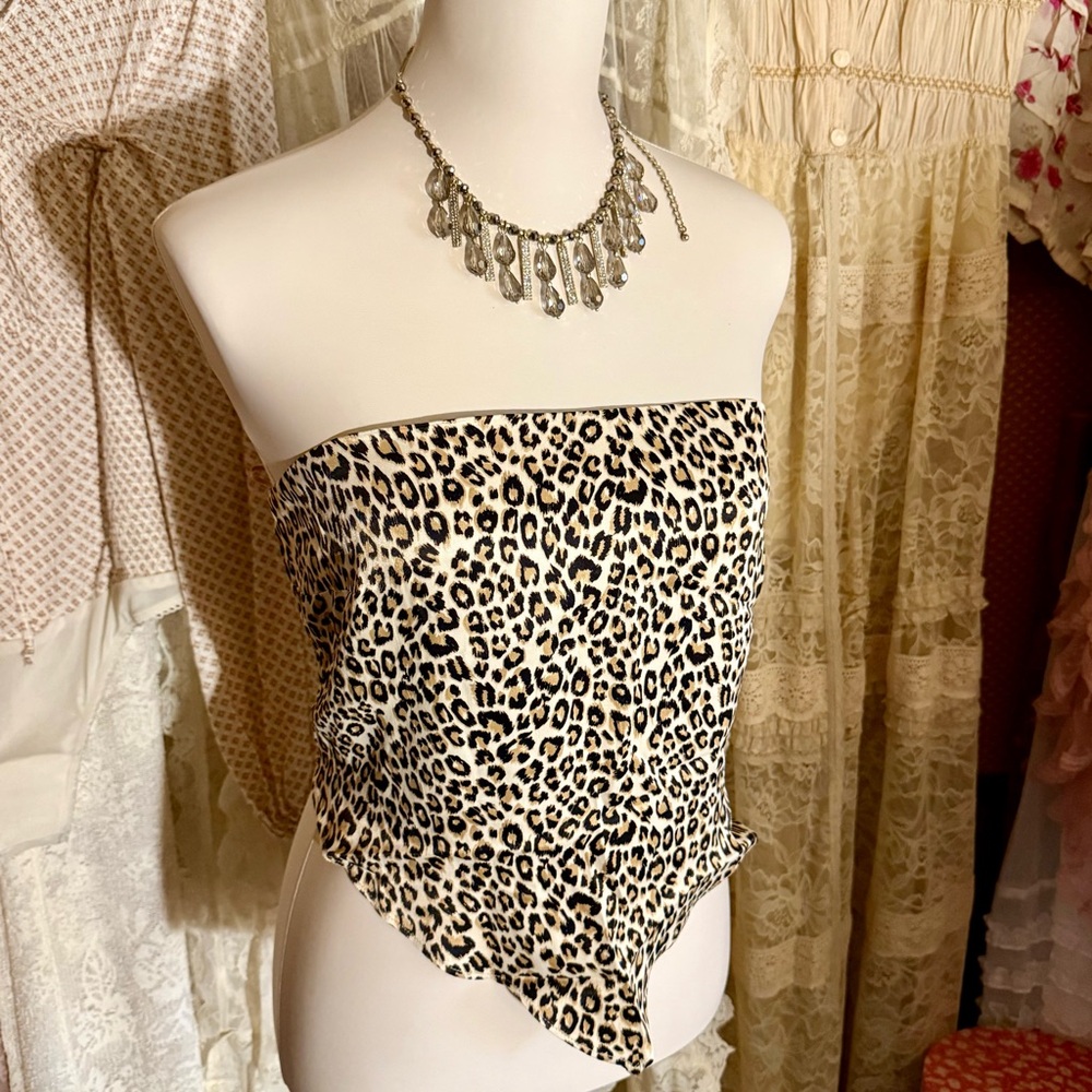 Anthropologie Strapless Satin Scarf Top